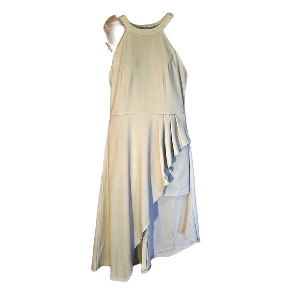 Women's M Dress Halter Neck Mint Green Sleeveless Backless High Low Cocktail - Picture 2 of 10